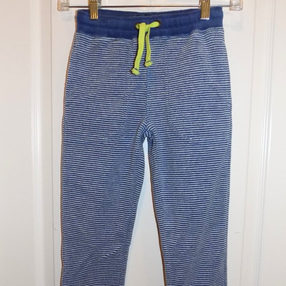 MINI BODEN Boys Girls Blue Striped Terry Cloth Pants 7Y Toweling